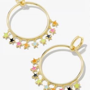 Kendra Scott Gold Hoop Earrings with Multicolor Star Charms